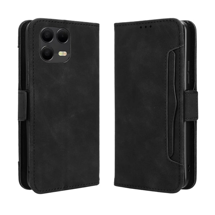 For T-Mobile Revvl 8 Pro Leather Case Phone Wallet Cover with Multiple Card Slots - Black - 1