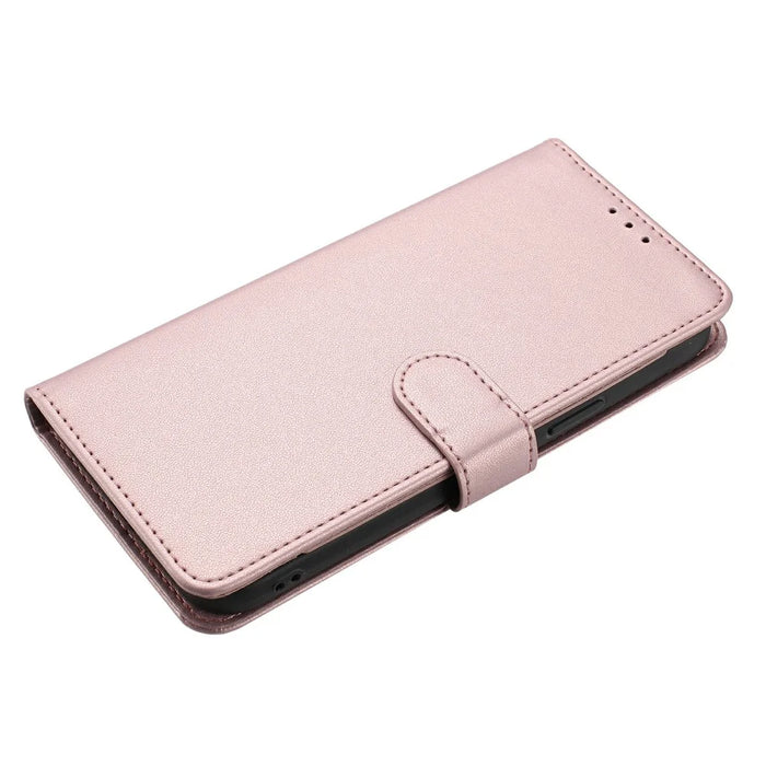 For Samsung Galaxy S26 Wallet Case with Strap / Multiple Card Slots Solid Color Leather Stand Phone Cover - Rose Gold - 4