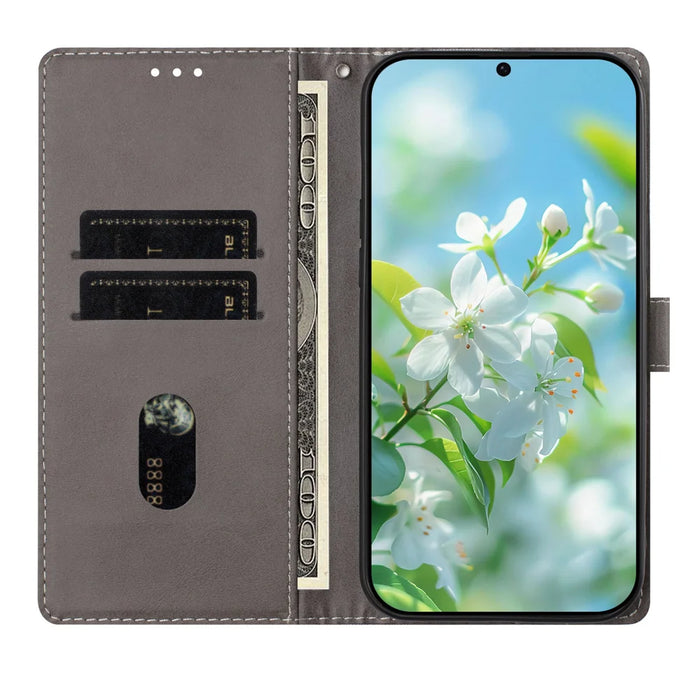 For Samsung Galaxy S25 FE Case Pattern Print PU Leather Wallet Phone Cover with Wrist Strap - Colored Flowers - 7