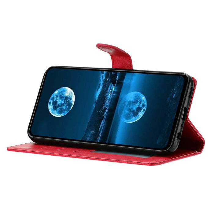For Samsung Galaxy S26 Leather Case Wallet Stand Phone Cover with Handy Strap - Rose - 3