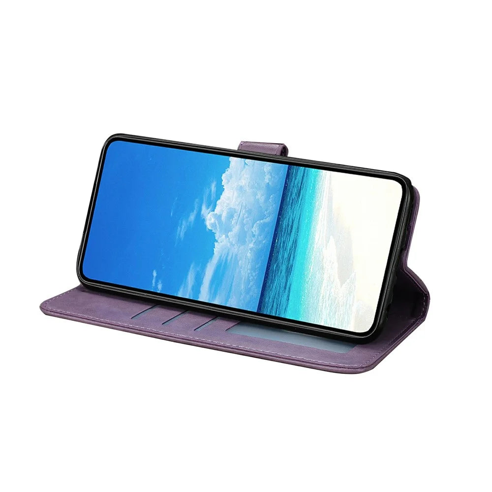 For Samsung Galaxy S26 Case Butterfly Imprinted Wallet Stand PU Leather Flip Phone Cover with Strap - Purple - 2