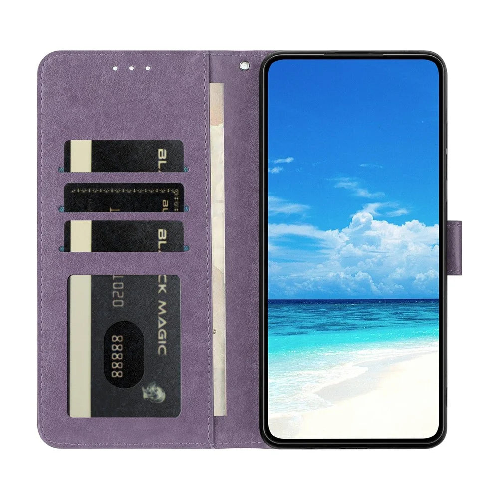 For Samsung Galaxy S26 Case Butterfly Imprinted Wallet Stand PU Leather Flip Phone Cover with Strap - Purple - 3