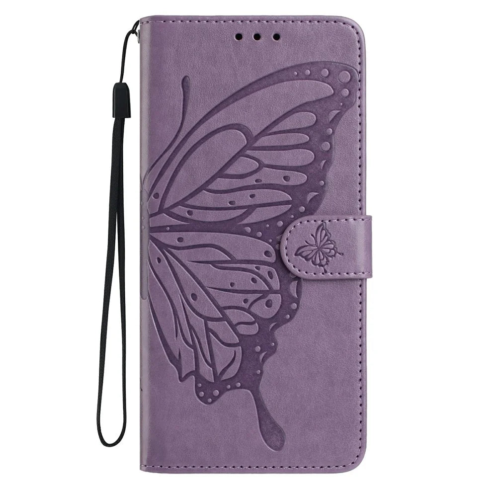 For Samsung Galaxy S26 Case Butterfly Imprinted Wallet Stand PU Leather Flip Phone Cover with Strap - Purple - 4