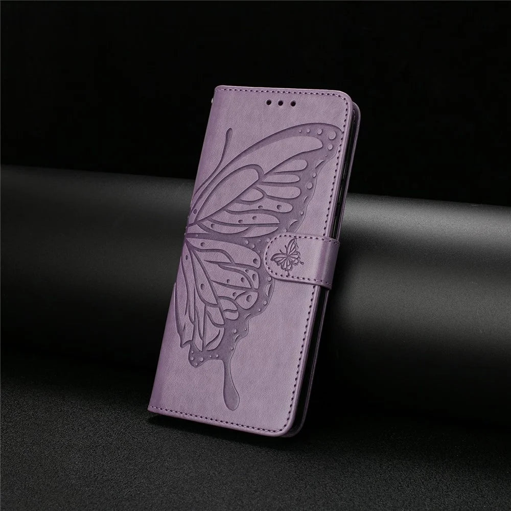 For Samsung Galaxy S26 Case Butterfly Imprinted Wallet Stand PU Leather Flip Phone Cover with Strap - Purple - 6