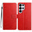 For Samsung Galaxy S26 Ultra Leather Case with Card Slots Mandala Pattern Phone Cover Stand - Red - 1