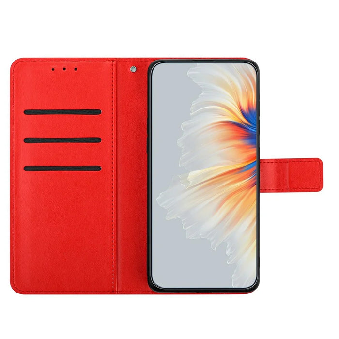 For Samsung Galaxy S26 Ultra Leather Case with Card Slots Mandala Pattern Phone Cover Stand - Red - 2