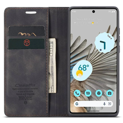CASEME 013 Series for Google Pixel 7 Pro 5G Full Protection Phone Case PU Leather Flip Wallet Cover Stand Magnetic Auto-absorbed Shell - Black - 2