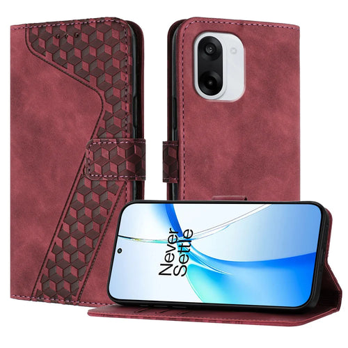 For OnePlus Ace 5 Racing 5G / OnePlus Nord CE 5G Leather Case 7-Shaped Pattern Wallet Stand Shockproof Phone Cover - Brown - 1