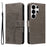 For Samsung Galaxy S26 Ultra Phone Case with Stand Cat Tree Pattern Leather Wallet Mobile Cover - Grey - 1