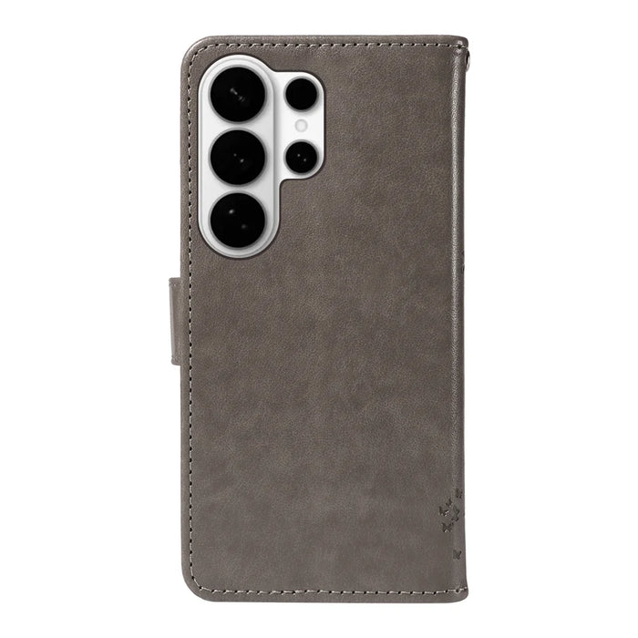 For Samsung Galaxy S26 Ultra Phone Case with Stand Cat Tree Pattern Leather Wallet Mobile Cover - Grey - 7