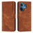 For vivo V60 5G Stand Case Imprinted Lines Leather Phone Cover - Brown - 1
