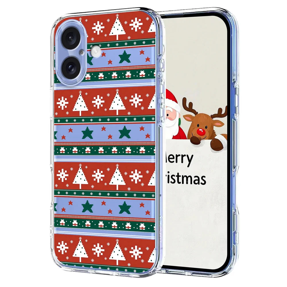 For iPhone 16 Plus Case Christmas Themed Pattern Printing TPU Phone Back Cover - Christmas Ribbons - 1