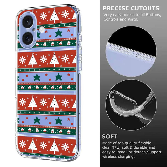 For iPhone 16 Plus Case Christmas Themed Pattern Printing TPU Phone Back Cover - Christmas Ribbons - 6