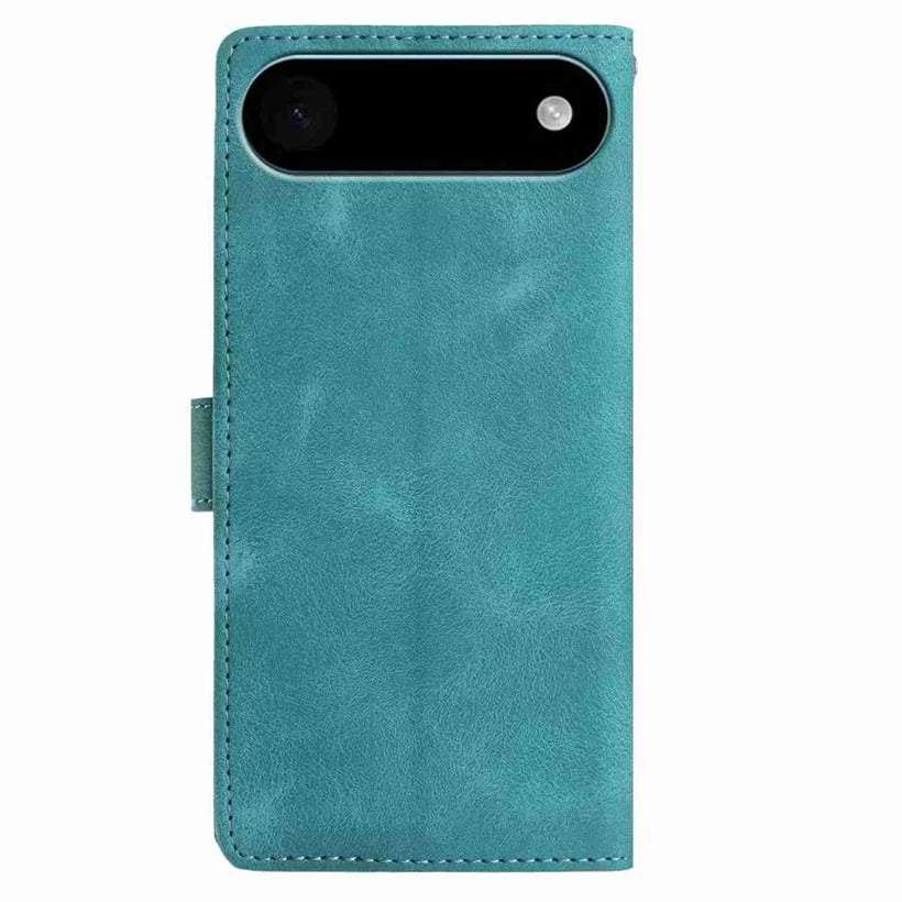 For iPhone Air Case Garden Imprinted PU Leather Wallet Phone Cover with Wrist Strap - Green - 4
