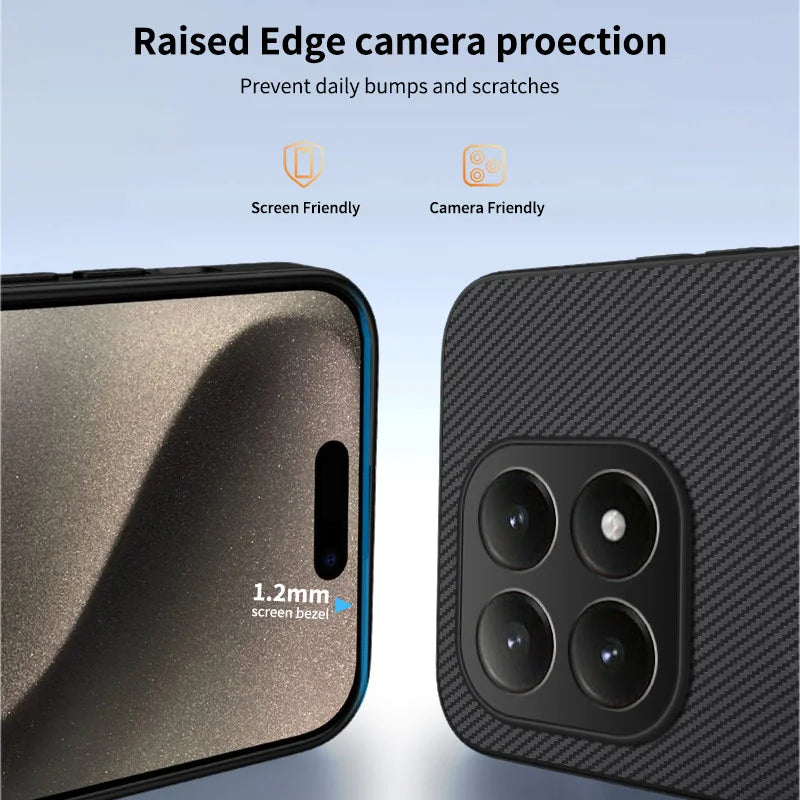 WANLONFENG For Xiaomi 15T Magnetic Case  TQ1 Series Carbon Fiber Texture PC TPU Phone Cover with 2Pcs Screen Films - Black - 3