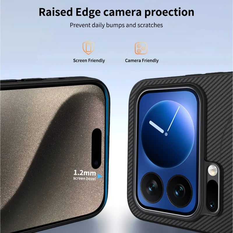 WANLONFENG For Xiaomi 17 Pro Magnetic Case  TQ1 Series Carbon Fiber Texture PC TPU Phone Cover with 2Pcs Screen Films - Black - 3