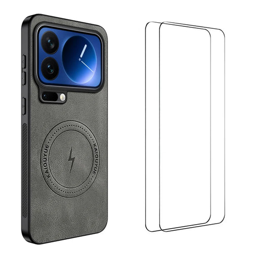 WANLONFENG For Xiaomi 17 Pro Magnetic Case  SD Series PC TPU Phone Cover with 2Pcs Screen Film - Grey - 1