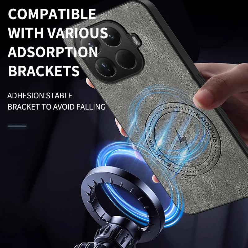 WANLONFENG For Xiaomi 15T Pro Magnetic Case  SD Series PC TPU Phone Cover with 2Pcs Screen Film - Grey - 6