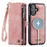 CASEME For iPhone 17 Phone Cases  008 Leather Cover with Detachable Wallet and Strap - Pink - 2