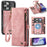 CASEME For iPhone 17 Pro Phone Cases  008 Leather Cover with Detachable Wallet and Strap - Pink - 1
