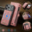 CASEME For iPhone 17 Pro Phone Cases  008 Leather Cover with Detachable Wallet and Strap - Pink - 4