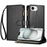 For iPhone 17e / 16e Leather Case Zipper Wallet Stand Shockproof Phone Cover with Wrist Strap - Black - 1