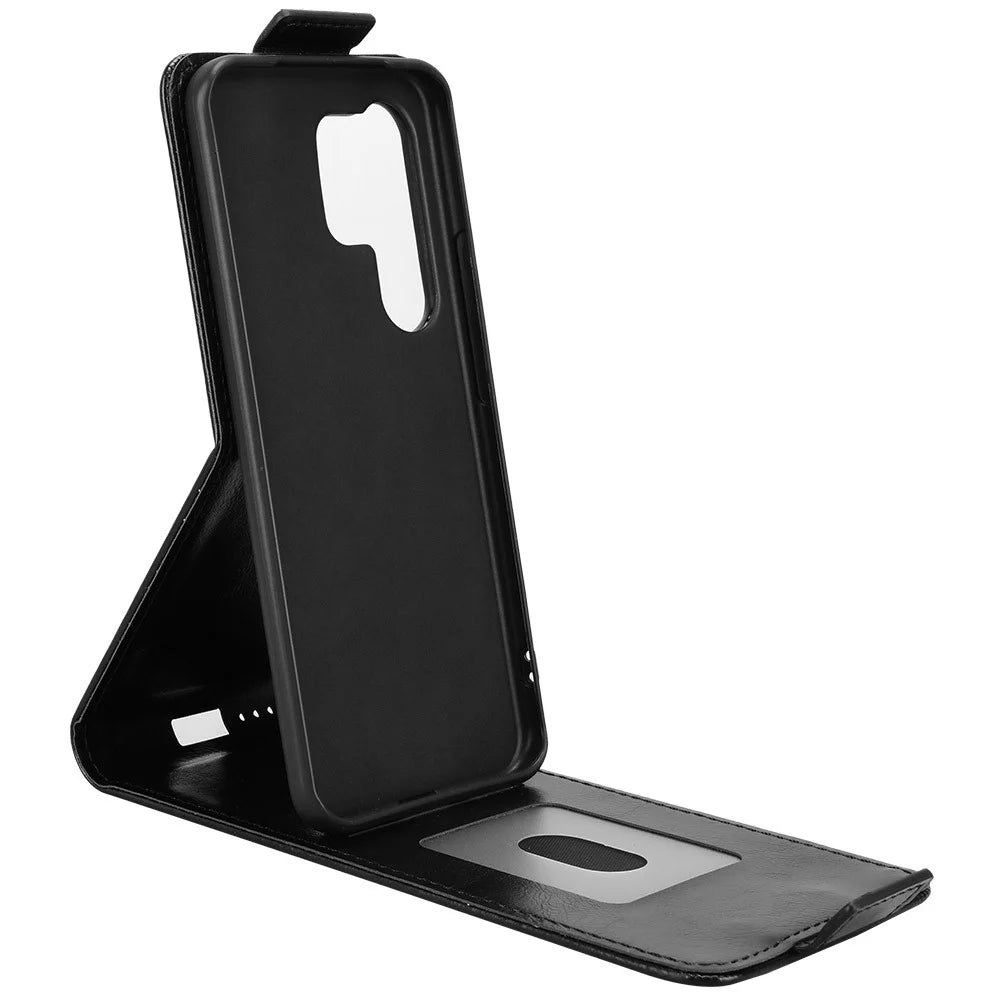 For itel Super 26 Ultra Stand Case Magnetic Clasp Vertical Flip Leather Phone Cover with Card Holder - Black - 2