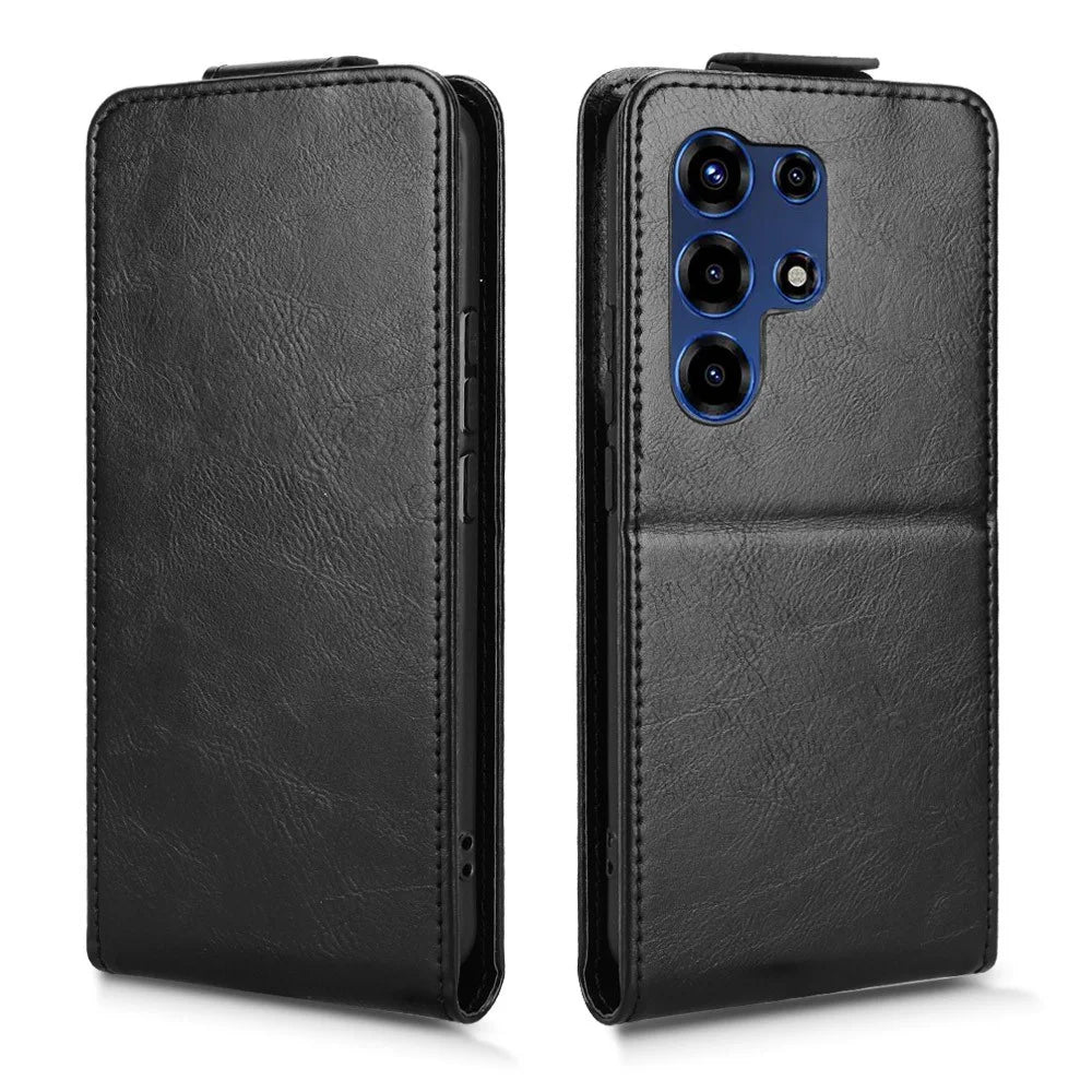 For itel Super 26 Ultra Stand Case Magnetic Clasp Vertical Flip Leather Phone Cover with Card Holder - Black - 6