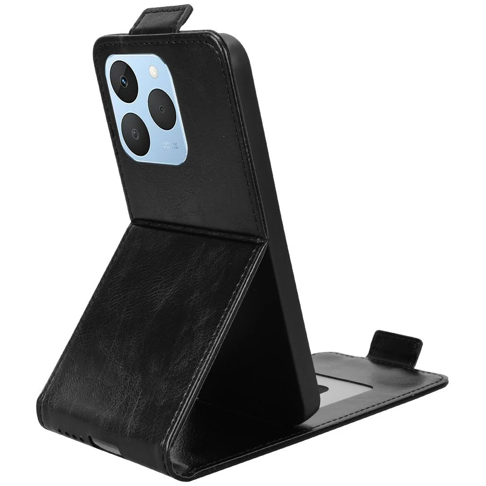 For Realme 15T 5G Stand Case Magnetic Clasp Vertical Flip Leather Phone Cover with Card Holder - Black - 3