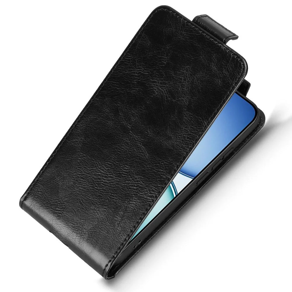 For Realme 15T 5G Stand Case Magnetic Clasp Vertical Flip Leather Phone Cover with Card Holder - Black - 4