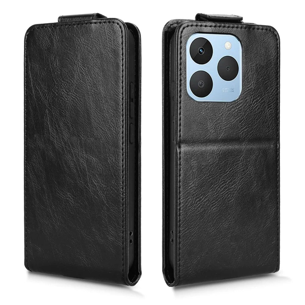 For Realme 15T 5G Stand Case Magnetic Clasp Vertical Flip Leather Phone Cover with Card Holder - Black - 6