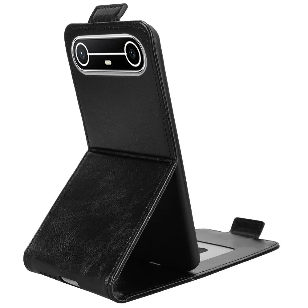 For TECNO Pova Slim 5G  /  Spark Slim 4G Stand Case Magnetic Clasp Vertical Flip Leather Phone Cover with Card Holder - Black - 3