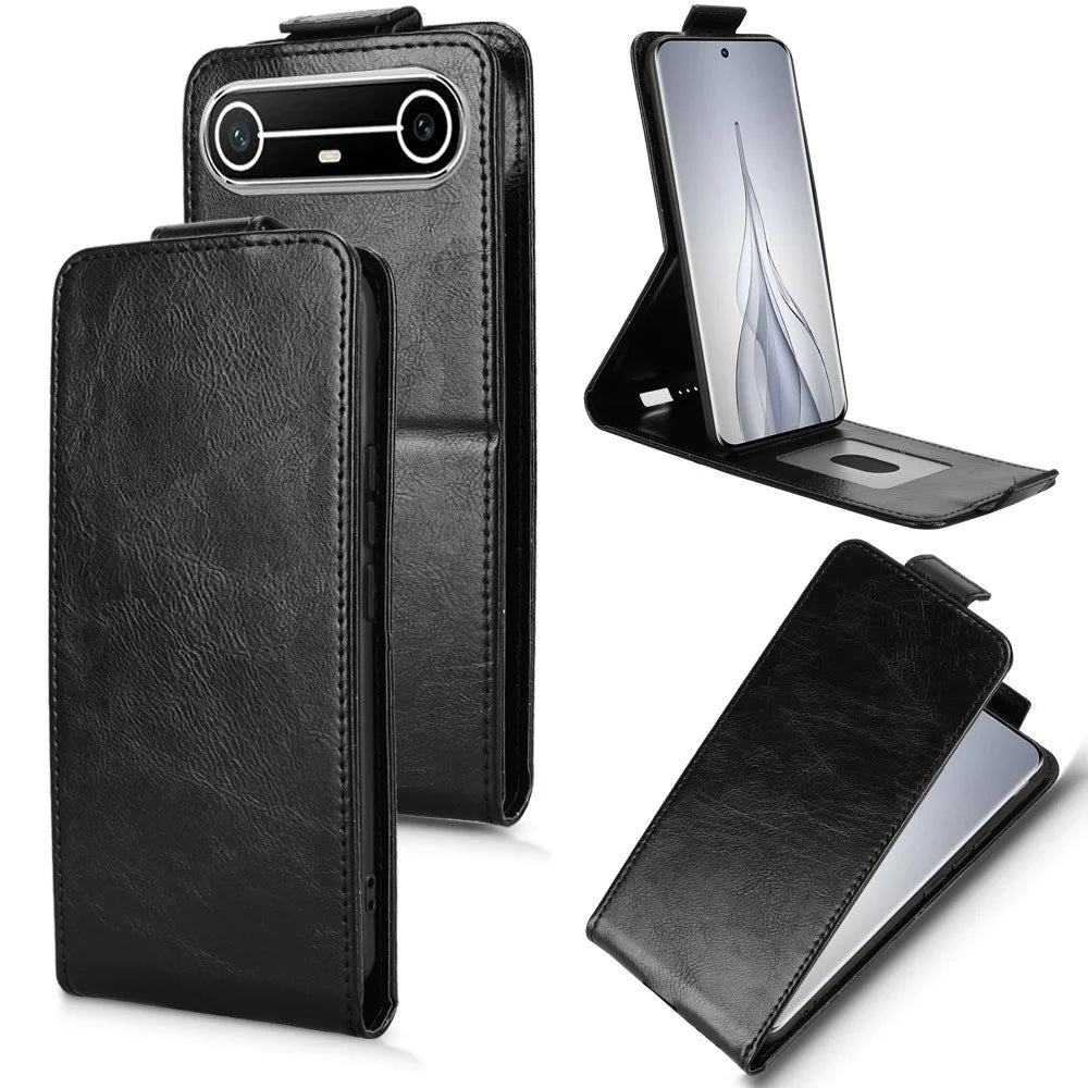 For TECNO Pova Slim 5G  /  Spark Slim 4G Stand Case Magnetic Clasp Vertical Flip Leather Phone Cover with Card Holder - Black - 5
