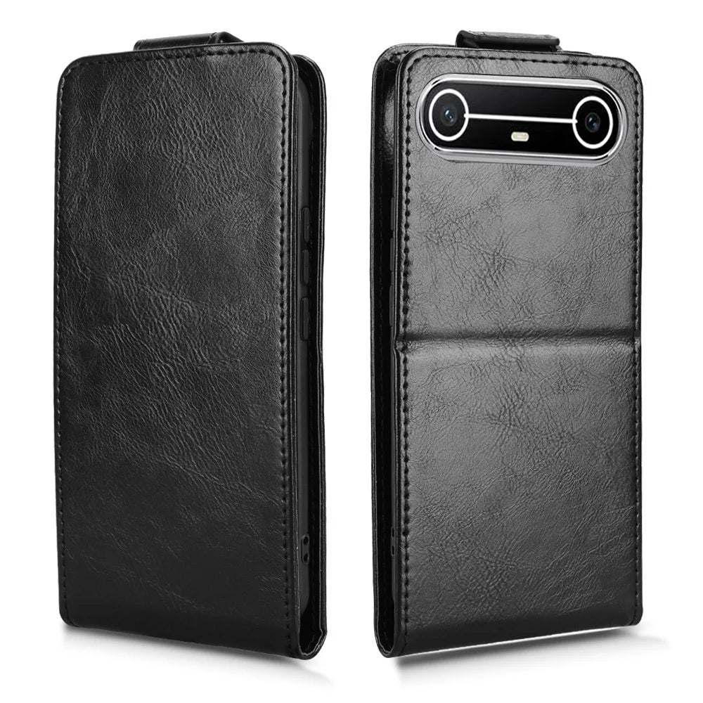 For TECNO Pova Slim 5G  /  Spark Slim 4G Stand Case Magnetic Clasp Vertical Flip Leather Phone Cover with Card Holder - Black - 6