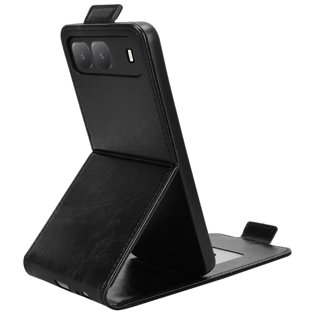 For TECNO Spark Go 5G  /  Infinix Hot 60i 5G Stand Case Magnetic Clasp Vertical Flip Leather Phone Cover with Card Holder - Black - 3