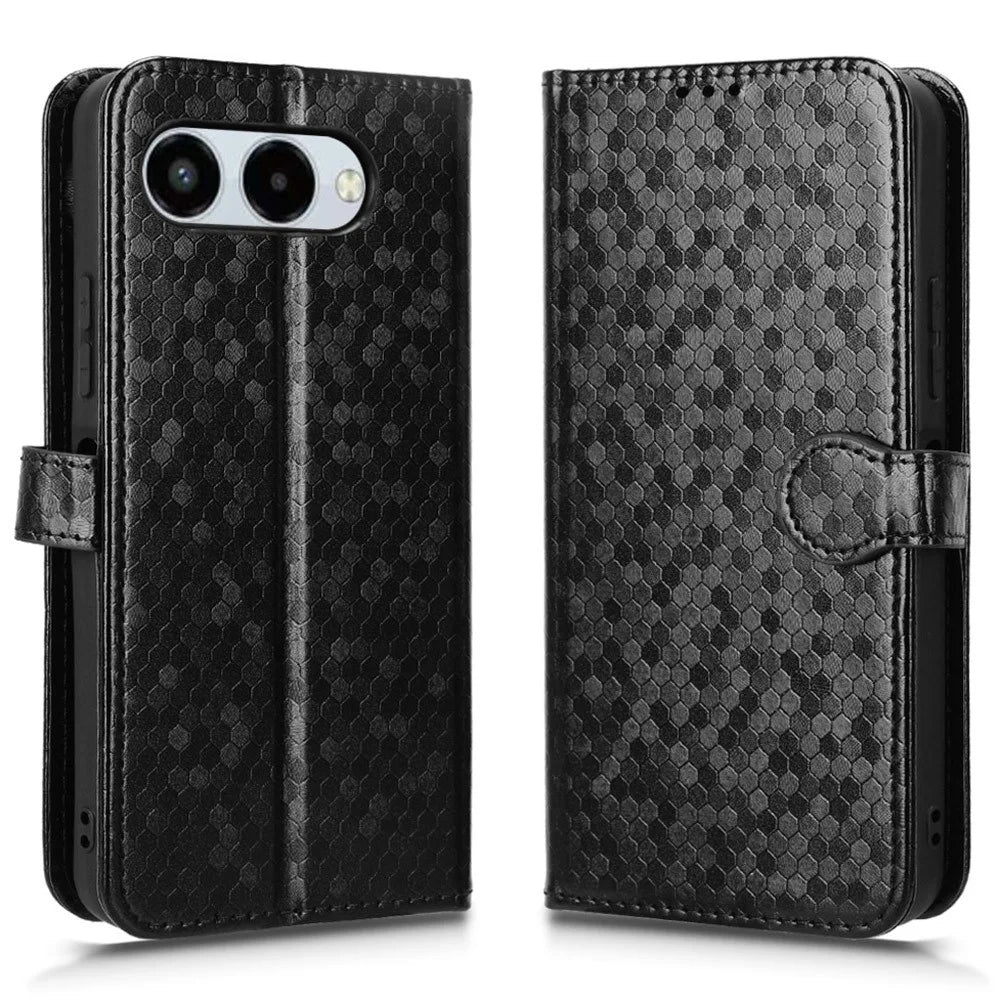 For T-Mobile REVVL 8  /  T Phone 3 Wallet Case Dot Pattern Imprint PU Leather Phone Cover with Wrist Strap - Black - 1
