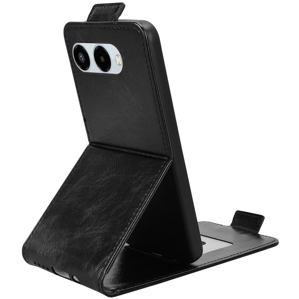 For T-Mobile REVVL 8  /  T Phone 3 Stand Case Magnetic Clasp Vertical Flip Leather Phone Cover with Card Holder - Black - 3