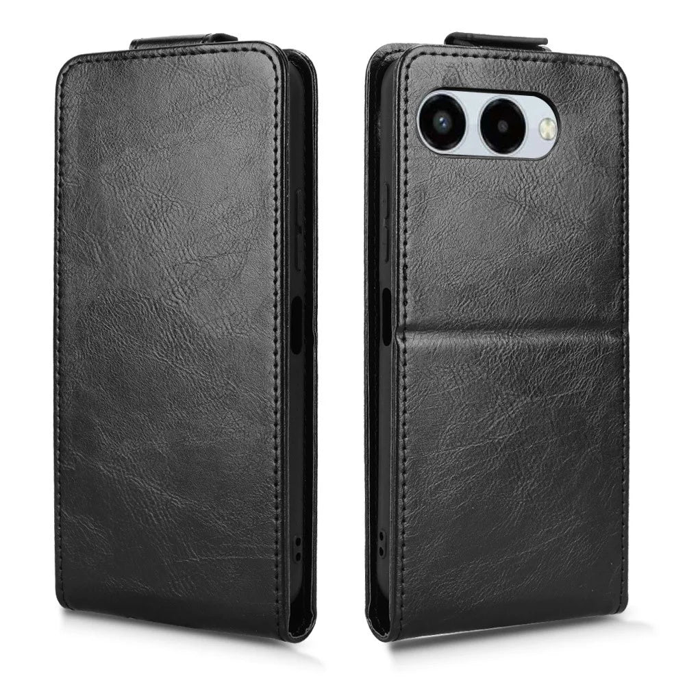 For T-Mobile REVVL 8  /  T Phone 3 Stand Case Magnetic Clasp Vertical Flip Leather Phone Cover with Card Holder - Black - 6
