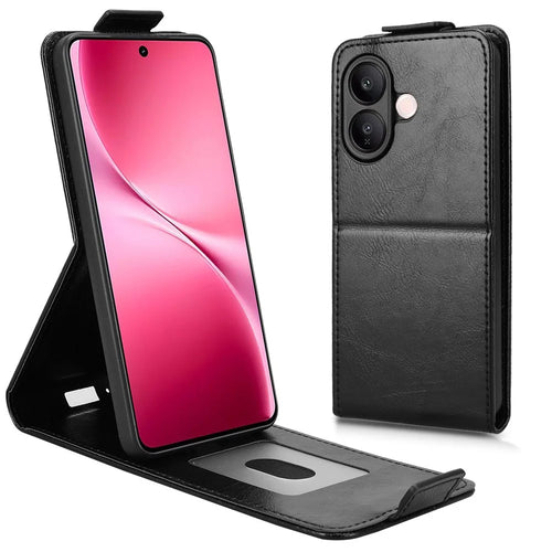 For vivo V60 Lite 5G  /  4G Stand Case Magnetic Clasp Vertical Flip Leather Phone Cover with Card Holder - Black - 1