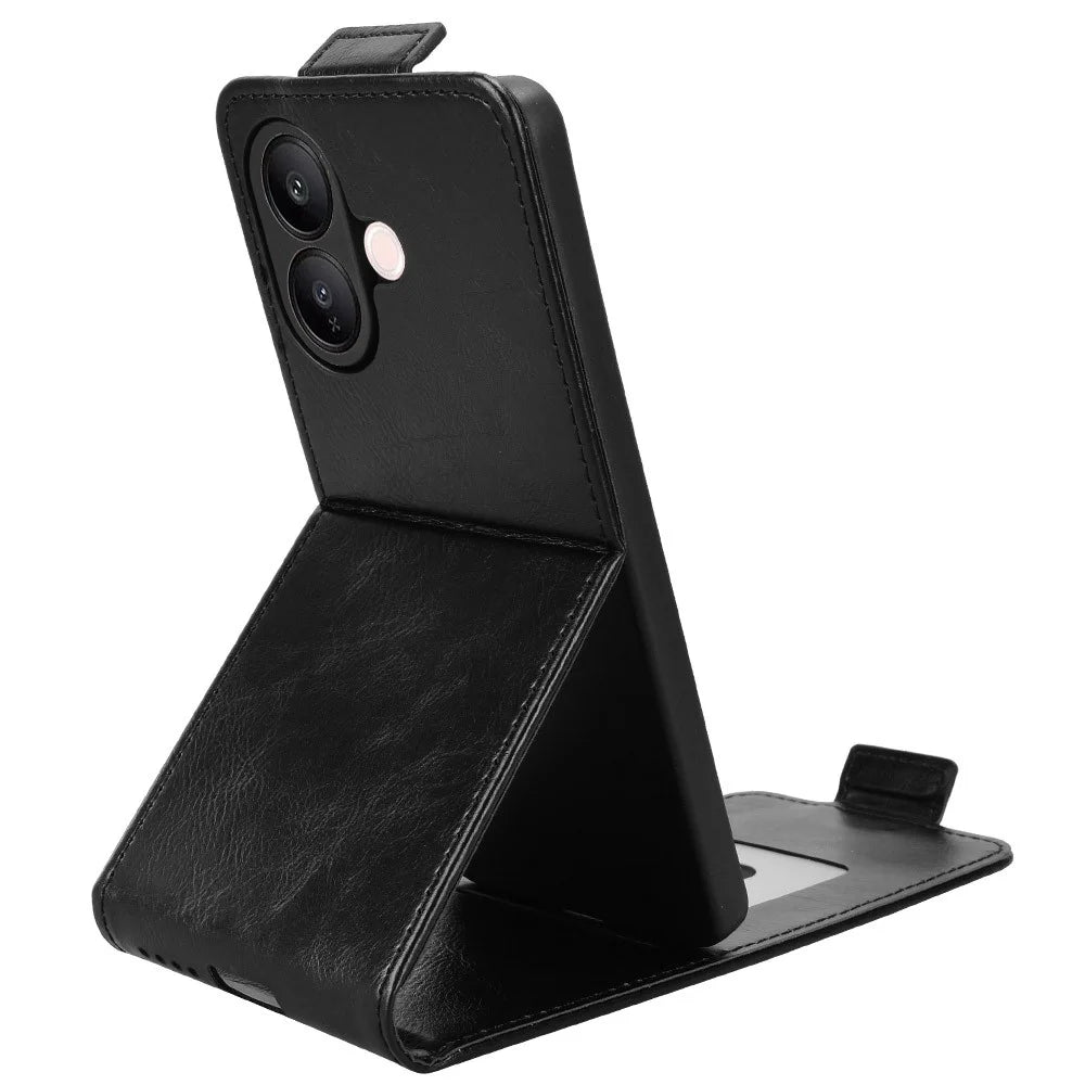 For vivo V60 Lite 5G  /  4G Stand Case Magnetic Clasp Vertical Flip Leather Phone Cover with Card Holder - Black - 3