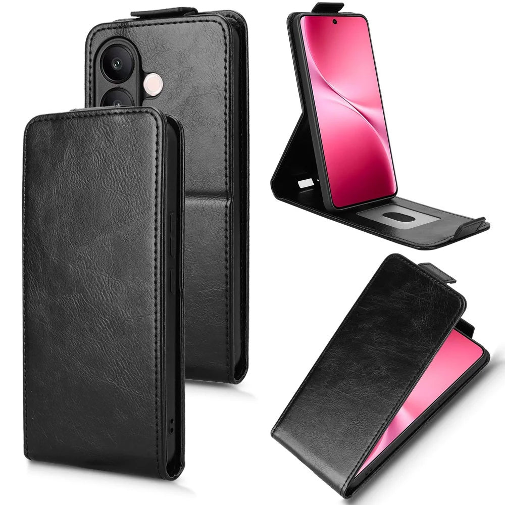 For vivo V60 Lite 5G  /  4G Stand Case Magnetic Clasp Vertical Flip Leather Phone Cover with Card Holder - Black - 5
