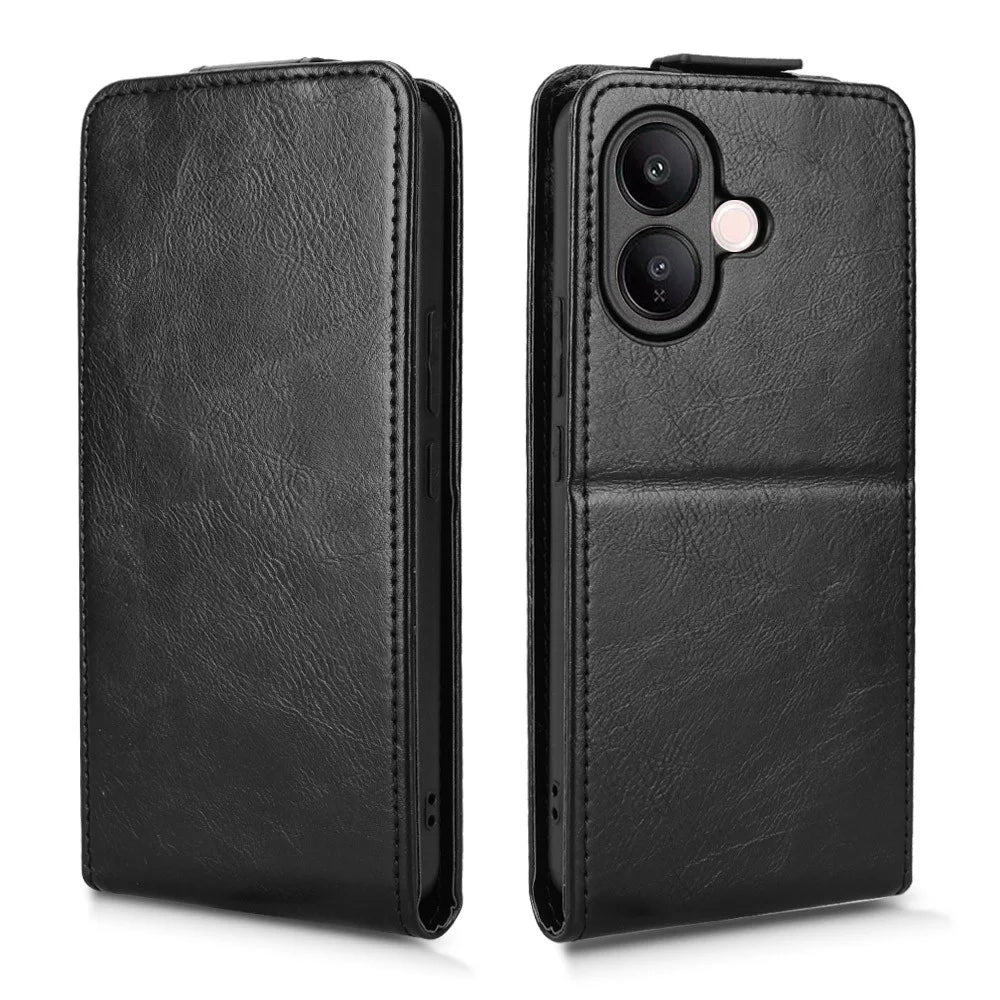 For vivo V60 Lite 5G  /  4G Stand Case Magnetic Clasp Vertical Flip Leather Phone Cover with Card Holder - Black - 6