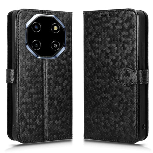 For Blackview Shark 6  /  Oscal Tiger 8 Wallet Case Dot Pattern Imprint PU Leather Phone Cover with Wrist Strap - Black - 1