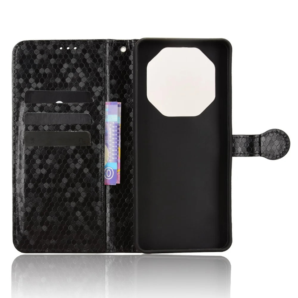 For Blackview Shark 6  /  Oscal Tiger 8 Wallet Case Dot Pattern Imprint PU Leather Phone Cover with Wrist Strap - Black - 2