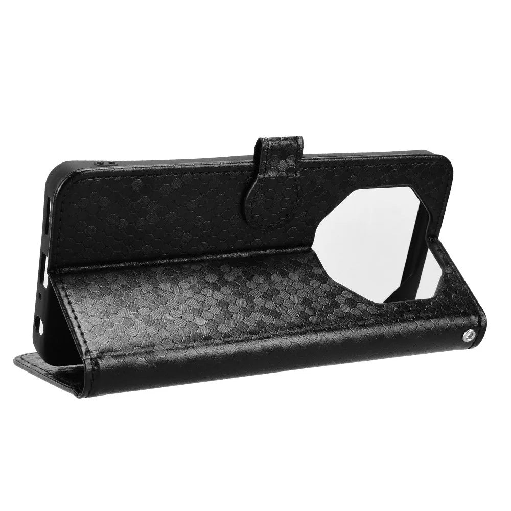 For Blackview Shark 6  /  Oscal Tiger 8 Wallet Case Dot Pattern Imprint PU Leather Phone Cover with Wrist Strap - Black - 4
