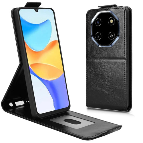 For Blackview Shark 6  /  Oscal Tiger 8 Stand Case Magnetic Clasp Vertical Flip Leather Phone Cover with Card Holder - Black - 1