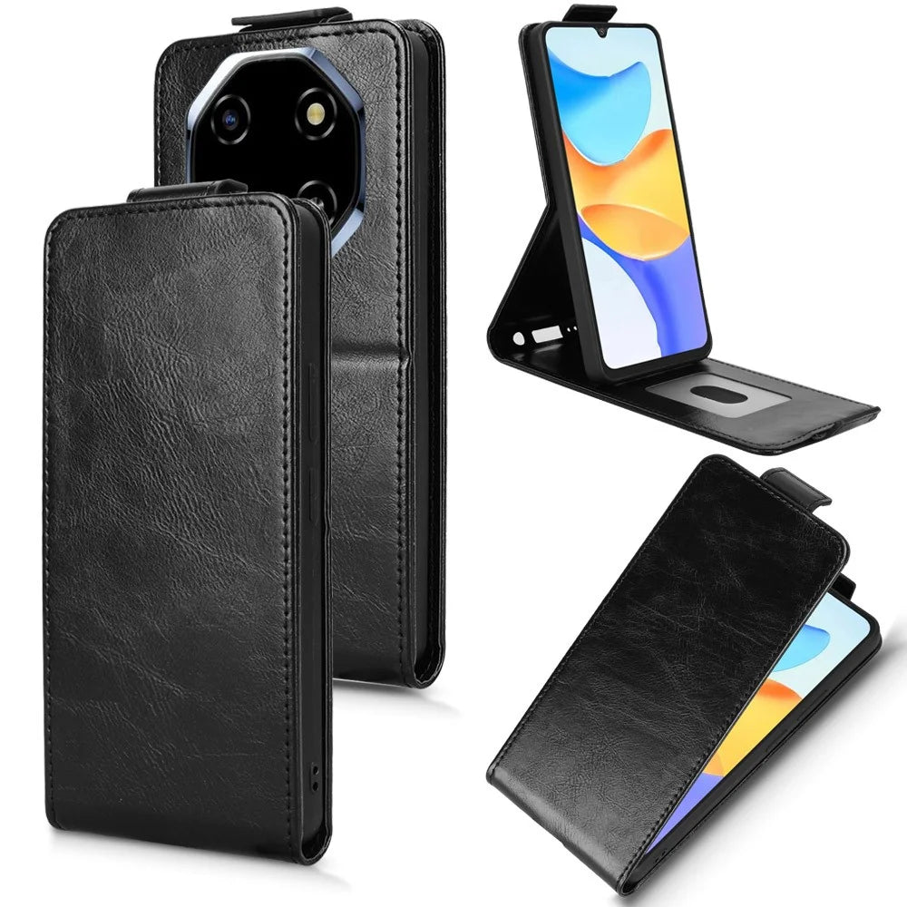 For Blackview Shark 6  /  Oscal Tiger 8 Stand Case Magnetic Clasp Vertical Flip Leather Phone Cover with Card Holder - Black - 5