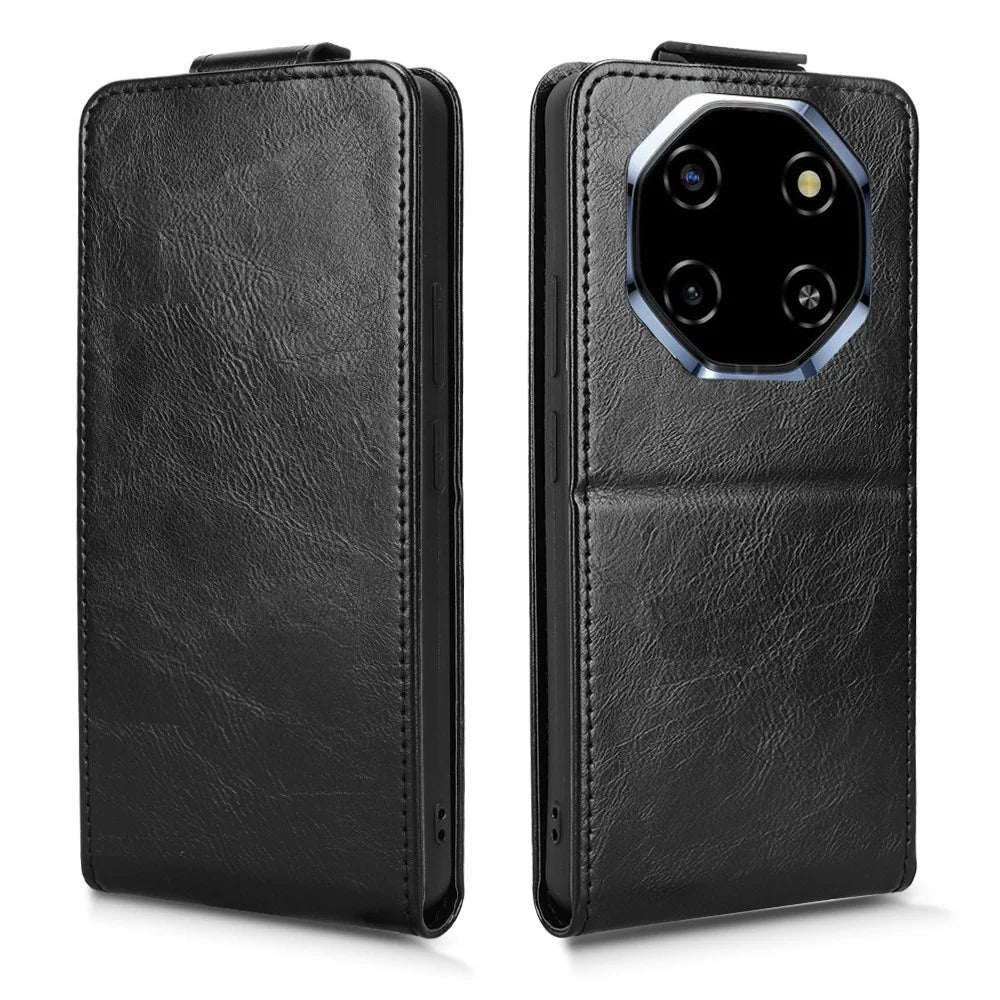 For Blackview Shark 6  /  Oscal Tiger 8 Stand Case Magnetic Clasp Vertical Flip Leather Phone Cover with Card Holder - Black - 6