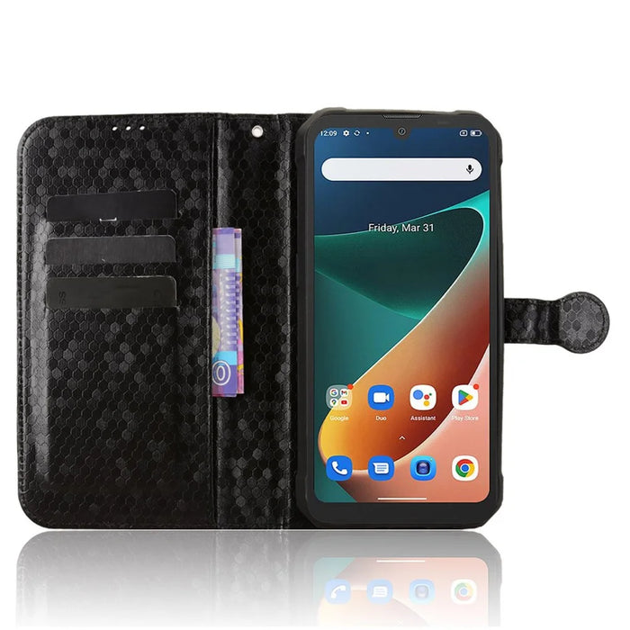 Wallet Case For Blackview BV5300  /  BV5300 Pro  /  BV5300 Plus  /  Oscal S70  /  S70 Pro Dot Pattern Imprint PU Leather Phone Cover with Wrist Strap - Black - 3