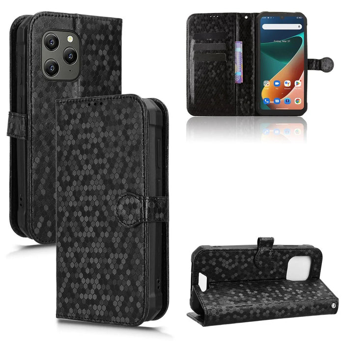 Wallet Case For Blackview BV5300  /  BV5300 Pro  /  BV5300 Plus  /  Oscal S70  /  S70 Pro Dot Pattern Imprint PU Leather Phone Cover with Wrist Strap - Black - 7